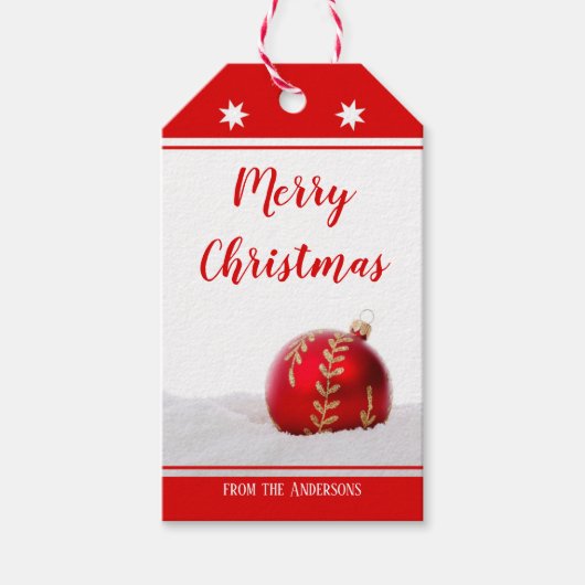 Cheful Red White Merry kerstcadeau-Label Cadeaulabel (Voorkant)