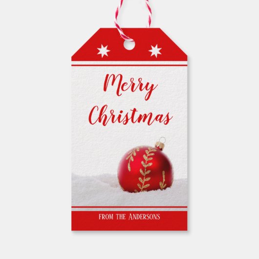 Cheful Red White Merry kerstcadeau-Label Cadeaulabel (Achterkant)