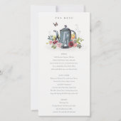 Cheful Rozen Floral Teapot Wedding Menu Card (Voorkant)