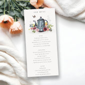 Cheful Rozen Floral Teapot Wedding Menu Card