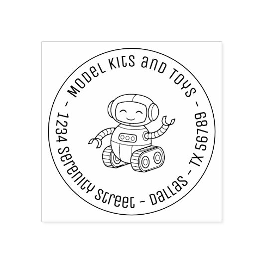 Cheful Speelgoed Robot Business Round Address Rubberstempel (Afrduk)