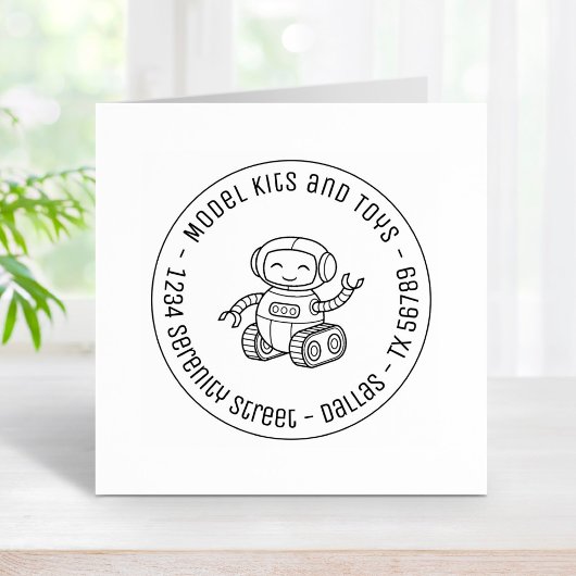 Cheful Speelgoed Robot Business Round Address Rubberstempel