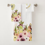 Cheful Waterverf Flower Garden Monogram Bad Handdoek (Insitu)