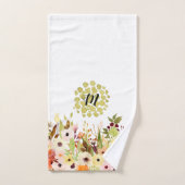 Cheful Waterverf Flower Garden Monogram Bad Handdoek (Handdoek)