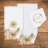 Cheful Waterverf Flower Garden Monogram Bad Handdoek