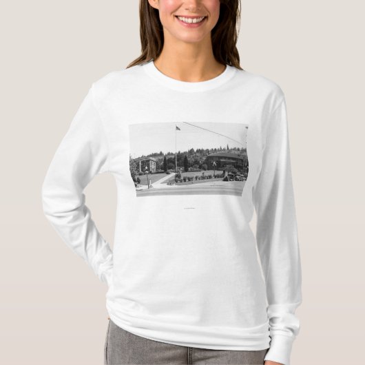 Chehalis, WA Town Uitzicht en Civic Centre T-shirt (Voorkant)