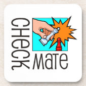 Chekmate. Schaakstukjes (slijpstuk) Bier Onderzetter (Voorkant)