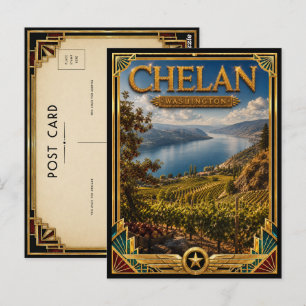 Chelan Washington Vintage Art Deco Gouden Tijdperk Briefkaart