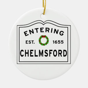 Chelmsford, MA Holiday Wreath Metal Ornament