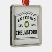 Chelmsford, MA Holiday Wreath Metal Ornament (Rechts)