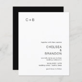 Chelsea Black en White Modern Huwelijksuitnodiging (Voorkant / Achterkant)