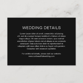 Chelsea Black Moderne bruiloft Informatiekaartje