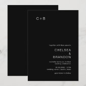 Chelsea Black Moderne bruiloft Kaart (Voorkant / Achterkant)