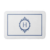 Chelsea Blauw en Wit Monogrammed Badmat (Voorkant)