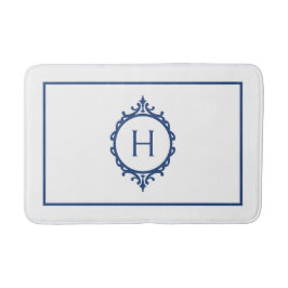 Chelsea Blauw en Wit Monogrammed Badmat