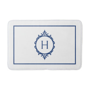 Chelsea Blauw en Wit Monogrammed Badmat