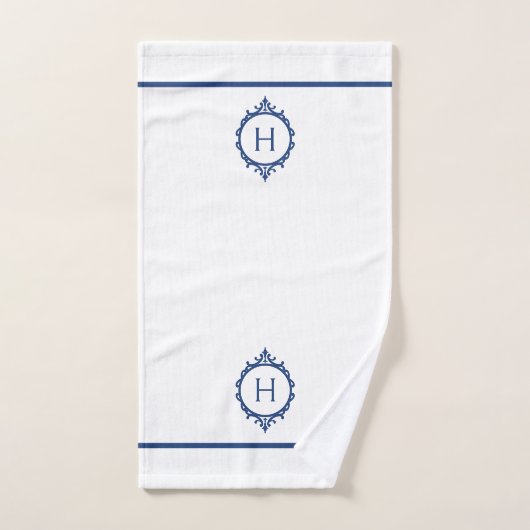 Chelsea Blauw en Wit Monogrammed Handdoek (Handdoek)