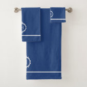 Chelsea Blauw en Wit Monogrammed Handdoek (Insitu)
