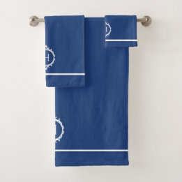 Chelsea Blauw en Wit Monogrammed Handdoek
