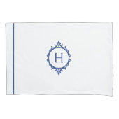 Chelsea Blauw en Wit Monogrammed Kussensloop (Voorkant-Links)