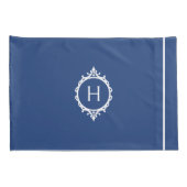 Chelsea Blauw en Wit Monogrammed Kussensloop (Achterkant-Rechts)