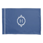 Chelsea Blauw en Wit Monogrammed Kussensloop (Voorkant-Links)