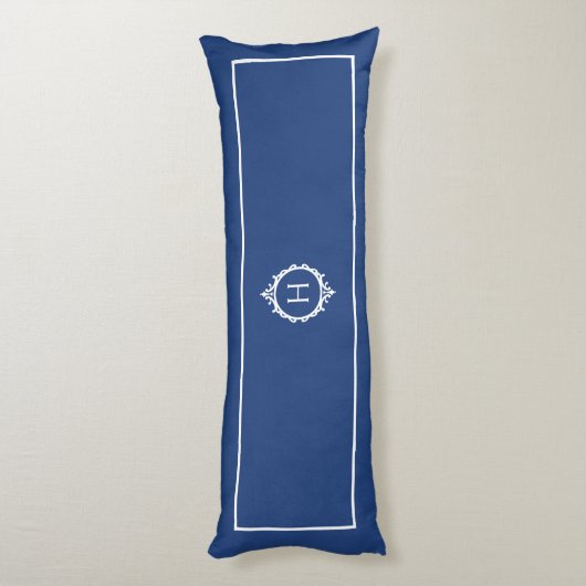 Chelsea Blauw en Wit Monogrammed Lichaamskussen (Achterkant (Verticaal))