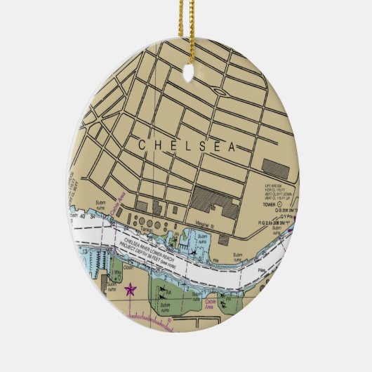 Chelsea Boston MA Nautical Chart Keramisch Ornament (Rechts)
