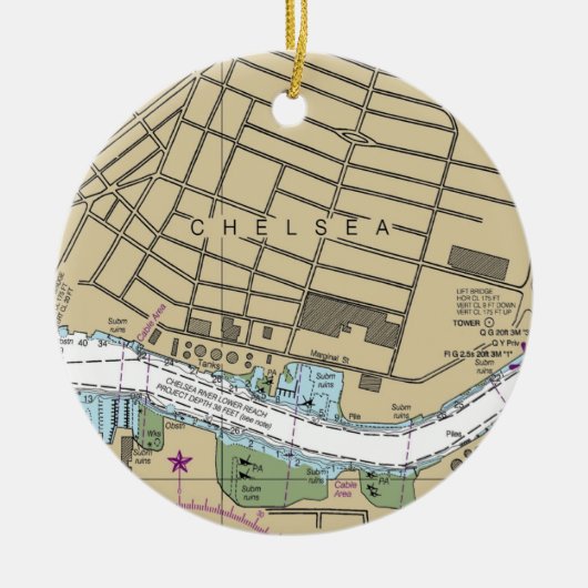 Chelsea Boston MA Nautical Chart Keramisch Ornament (Voorkant)