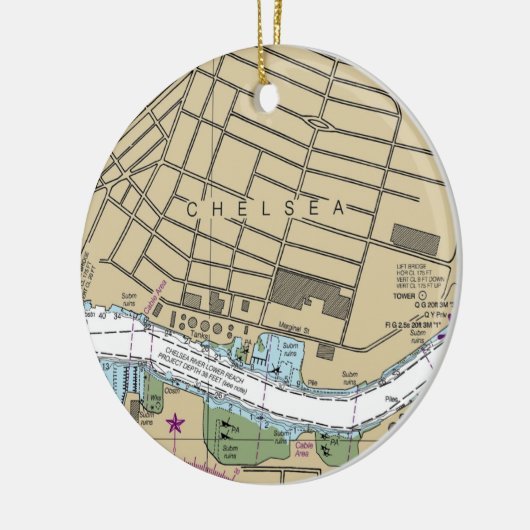 Chelsea Boston MA Nautical Chart Keramisch Ornament (Links)