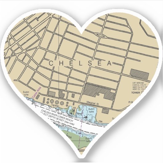 Chelsea Boston MA Nautical Chart Sticker (Voorkant)