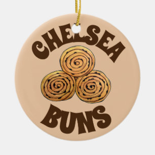 Chelsea Buns UK Currant Bun Bakery British Food Keramisch Ornament