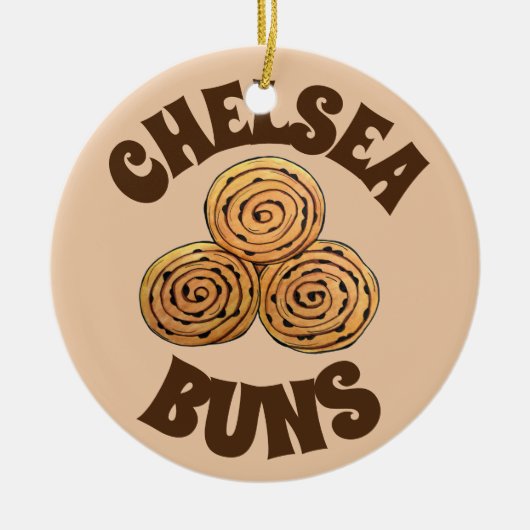 Chelsea Buns UK Currant Bun Bakery British Food Keramisch Ornament (Voorkant)