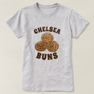 Chelsea Buns UK Currant Bun Bakery British Food T-shirt