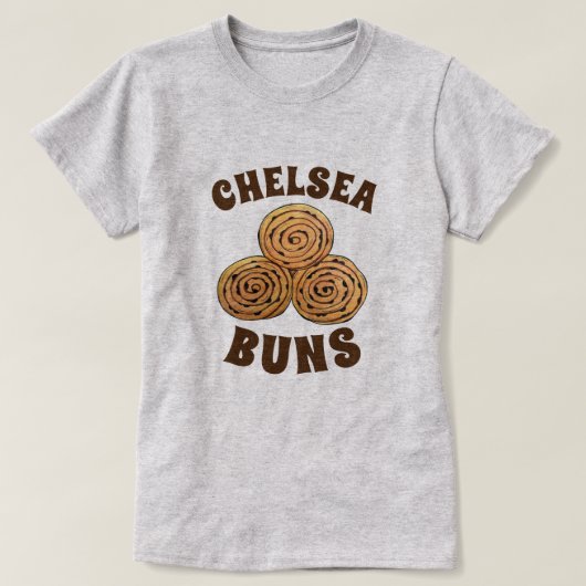 Chelsea Buns UK Currant Bun Bakery British Food T-shirt (Design voorkant)
