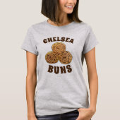 Chelsea Buns UK Currant Bun Bakery British Food T-shirt (Voorkant)