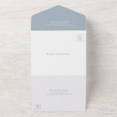 Chelsea Dusty Blue Modern Wedding All In One Uitnodiging (Buitenkant)