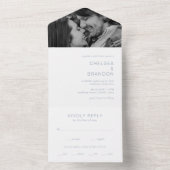 Chelsea Dusty Blue Modern Wedding All In One Uitnodiging (Binnen)