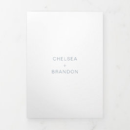 Chelsea Dusty Blue Modern Wedding Drieluik Uitnodiging