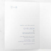 Chelsea Dusty Blue Modern Wedding Drieluik Uitnodiging (Binnenzijde eerst)