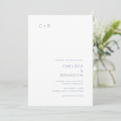 Chelsea Dusty Blue Modern Wedding Kaart (Staand voorkant)