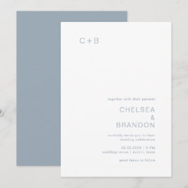 Chelsea Dusty Blue Modern Wedding Kaart