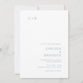 Chelsea Dusty Blue Modern Wedding Kaart