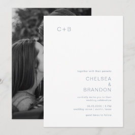 Chelsea Dusty Blue Modern Wedding Kaart