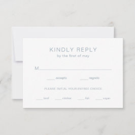 Chelsea Dusty Blue Modern Wedding RSVP Kaartje