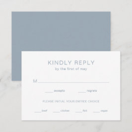 Chelsea Dusty Blue Modern Wedding RSVP Kaartje