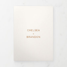 Chelsea Earthy Neutrals Modern Wedding Drieluik Uitnodiging