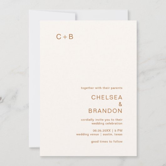 Chelsea Earthy Neutrals Modern Wedding Kaart (Voorkant)