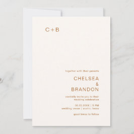 Chelsea Earthy Neutrals Modern Wedding Kaart