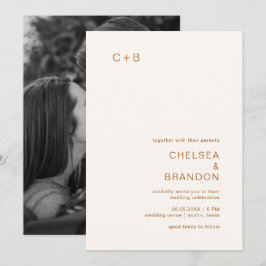 Chelsea Earthy Neutrals Modern Wedding Kaart